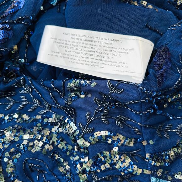 Mac Duggal Long Sleeve Embellished Illusion Evening Gown 12 Maxi Dress 5217 New - Picture 6 of 9